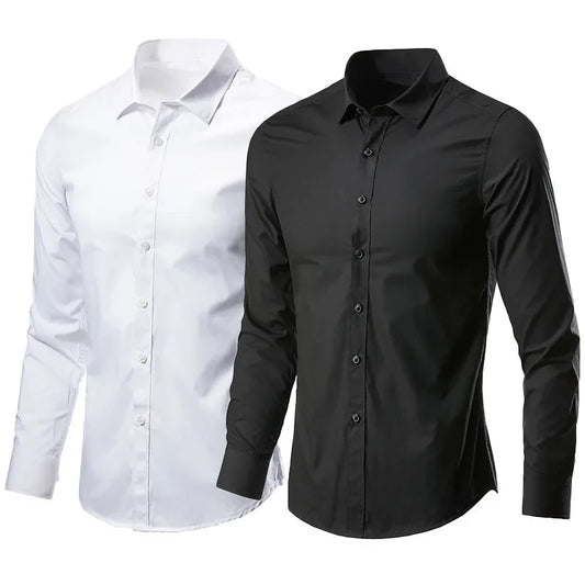 Mens white long sleeve shirt button up