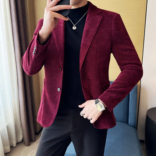 Blazer Hombre High-quality Corduroy Suit Jacket Korean Version