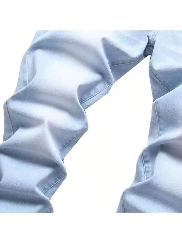 Men's casual slim fit jeans American street fashion style