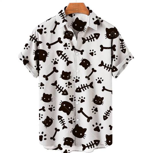 Cat Pattern Hot Sale 3D Printed Hawaiian Men Shirt