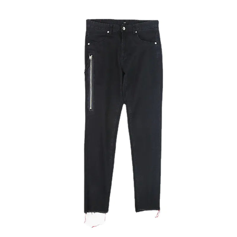 Slim Fit Black Wash Jeans with Zipper Closure