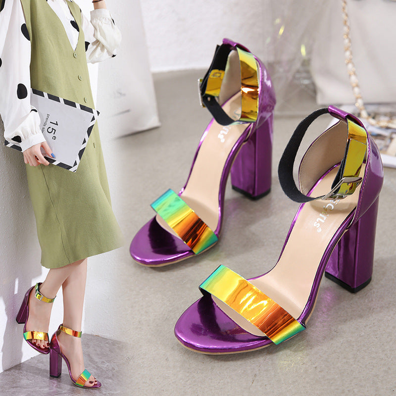 Color cool high heel women sandals