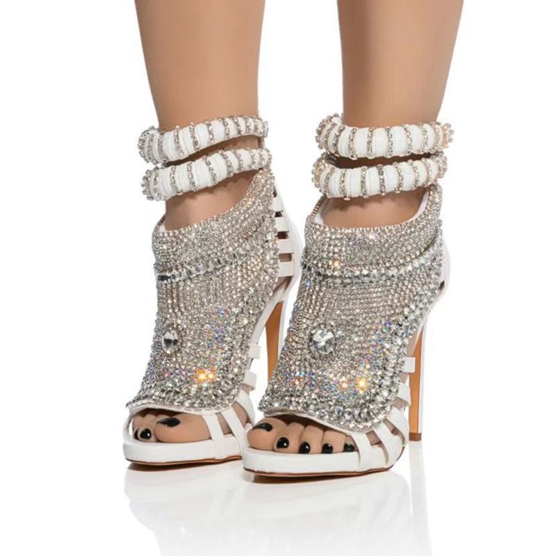 Rhinestone Heavy Industry Stiletto Heel Large Size Sandals