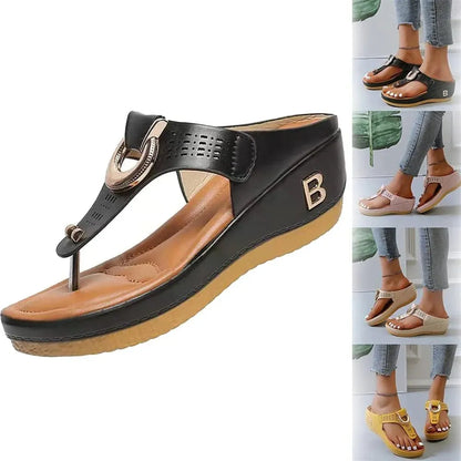 Low-Wedge Women Orthopedic Sandals Casual Flat Shoes Flip Flops Ladies Anti-Slip - CEW Store