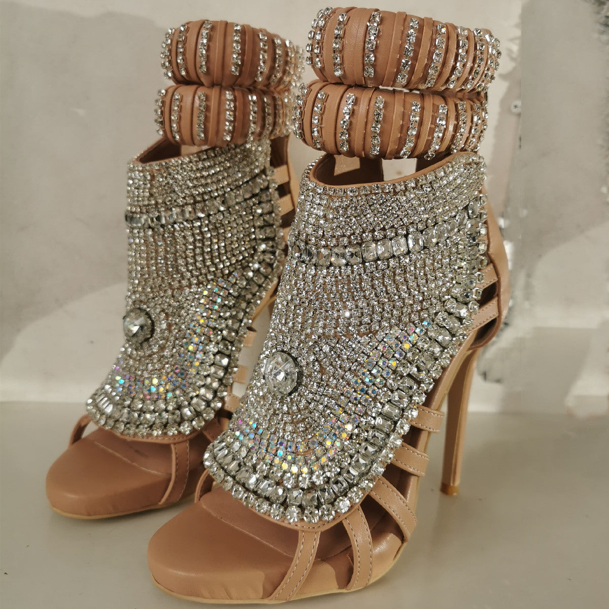 Rhinestone Heavy Industry Stiletto Heel Large Size Sandals