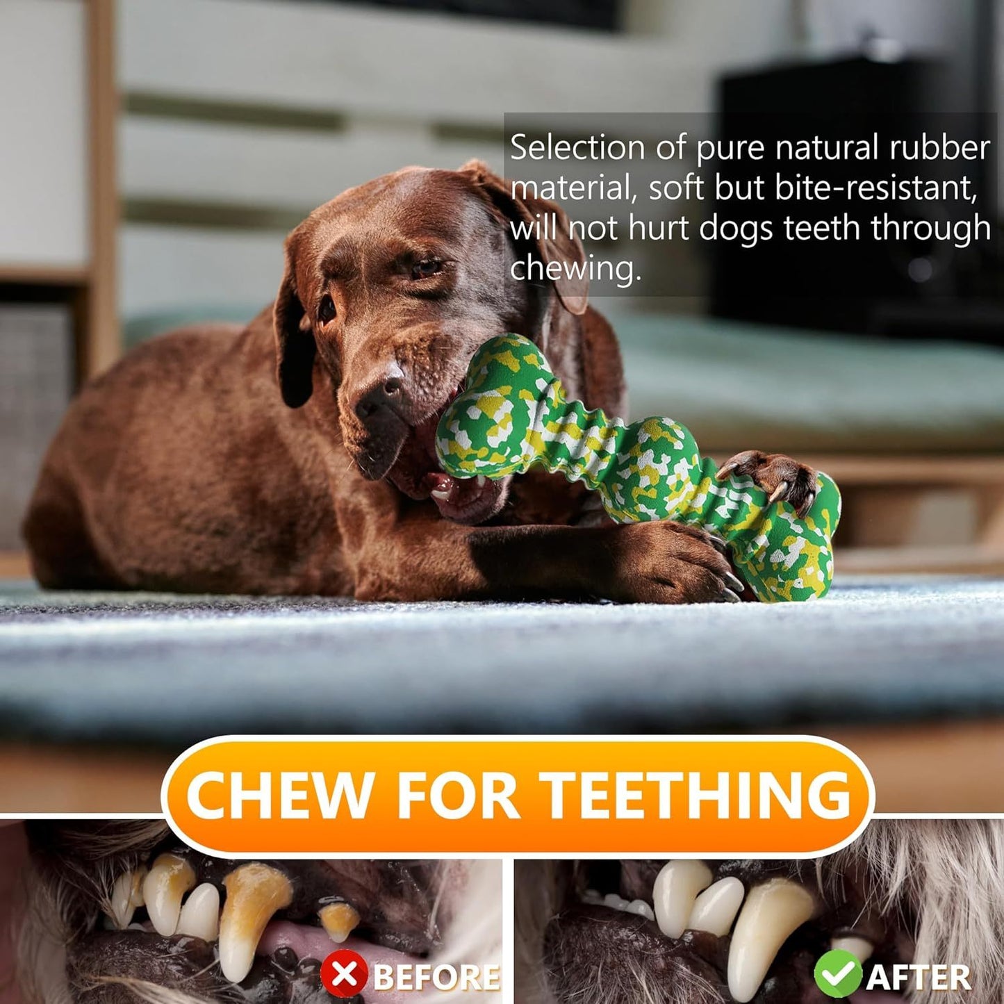 Dog Chew Toy For Aggressive Chewers Large Breed Tough Durable Dog Toys For Medium Large Dogs Indestructible Natural Rubber Bone Toys For Teething