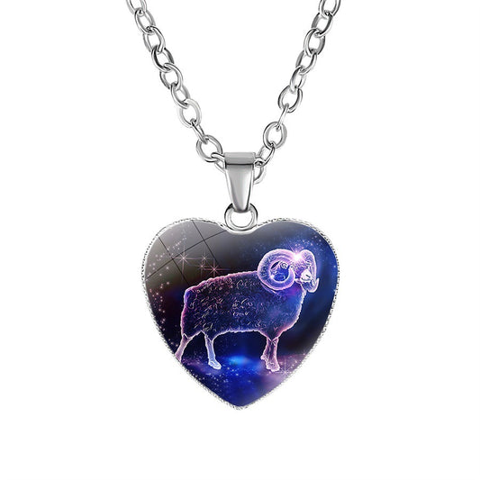 Women's Zodiac Heart Pendant Necklace