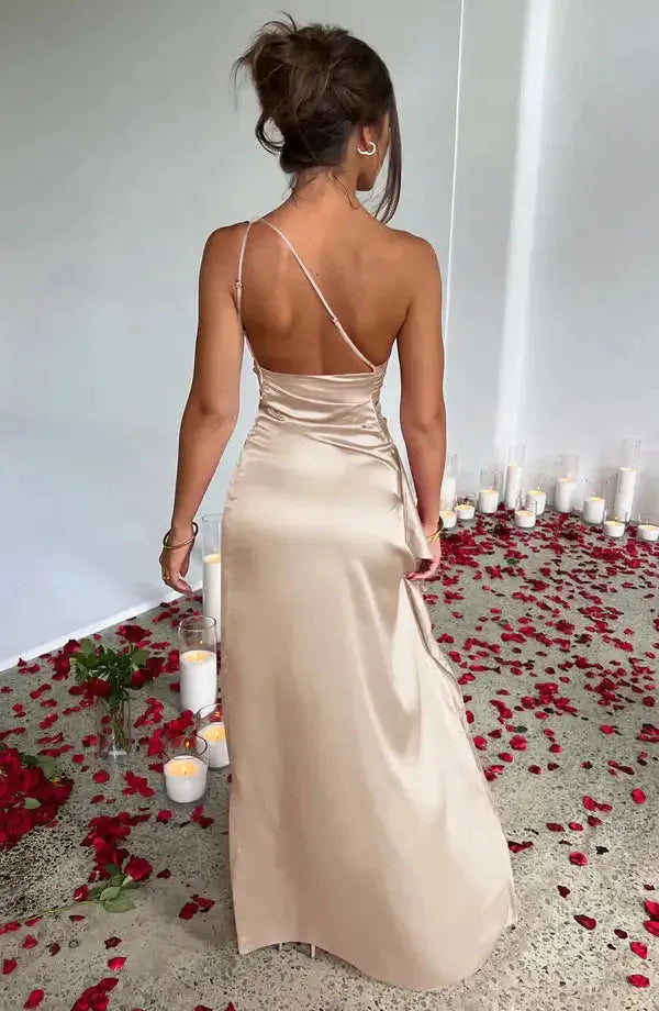 Satin One-Shoulder Sexy Prom Dresses - CEW Store