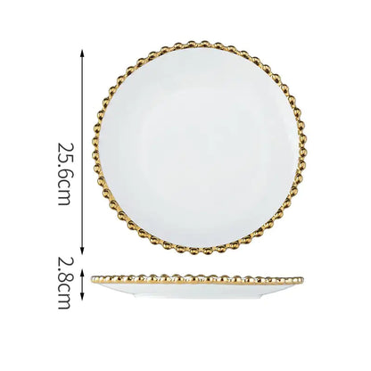 Nordic Gold Bead Ceramic Dinner Plates