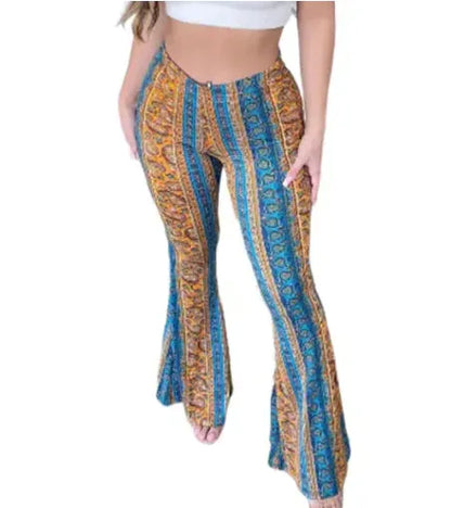 Boho Flare Print Pants for Women - CEW Store