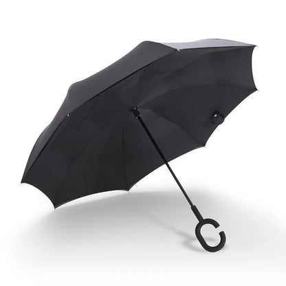 Folding Long Shank Double Layer Inverted Umbrella Windproof Reverse C-Hook male golf umbrella reverse Umbrellas For Women