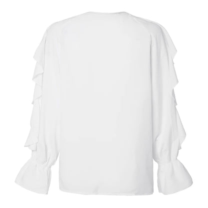 Celmia Casual Women Ruffled Blouses Fashion 2023 Summer Tops Sexy V neck Long Sleeve Shirt Elegant Buttons Sweet Party Blusas