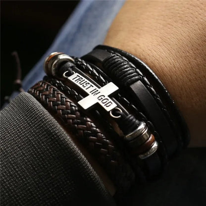 Leather Bracelets Men Bangles