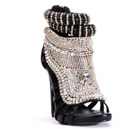 Rhinestone Heavy Industry Stiletto Heel Large Size Sandals