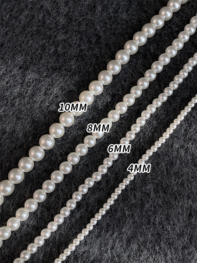 Shijiaao White Perfect Circle Pearl Women's Sweater Chain Magnetic Buckle