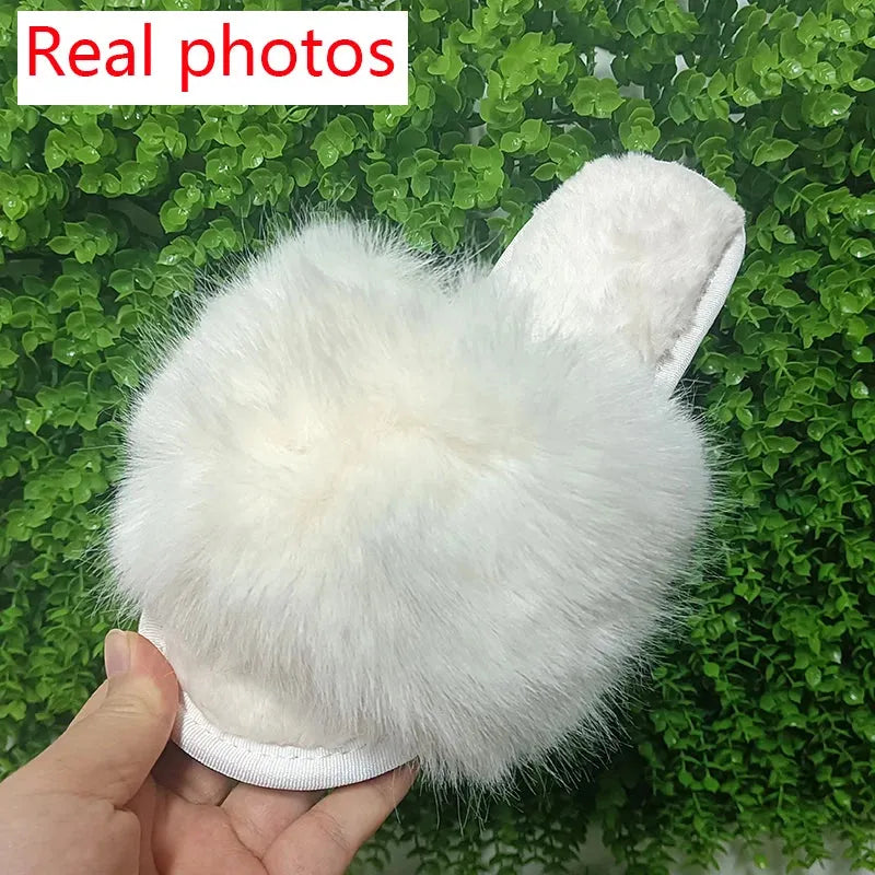 Woman Slippers Winter Simple Word Fur Flats - CEW Store