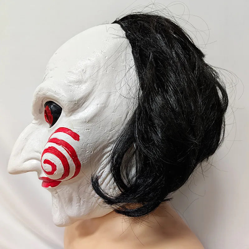 Saw Billy Puppet Horror Mask Movie Scary Grimace Doll Full Face Adults Latex Mask Halloween Party Costume Cosplay Mischief Props