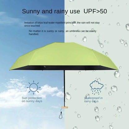 Mini Sun Umbrella Small Pocket Rain Travel Umbrella Vinyl Folding Umbrella UV Protection Sun Shade Pocket Parasol Capsule