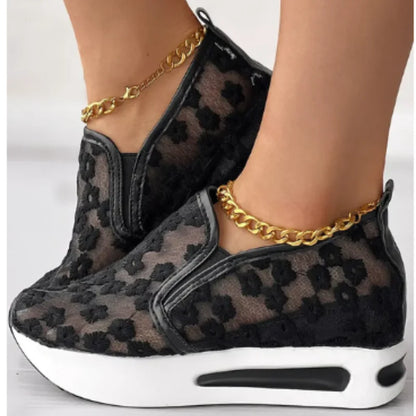 Women's Sneakers Floral Embroidery Mesh Sneakers