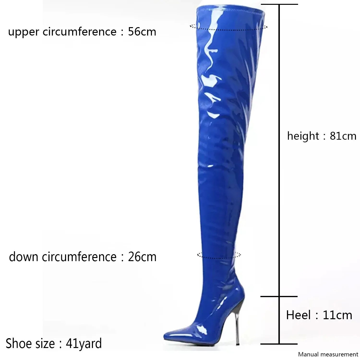 2024 Size 46 Sexy High Heels Boots For Women Shoes Fashion Patent Leather Pointed Toe Over The Knee Boots With Side Zipper - CEW Store