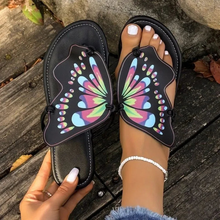 Butterfly Summer Flip Flops Women New Luxury Designer