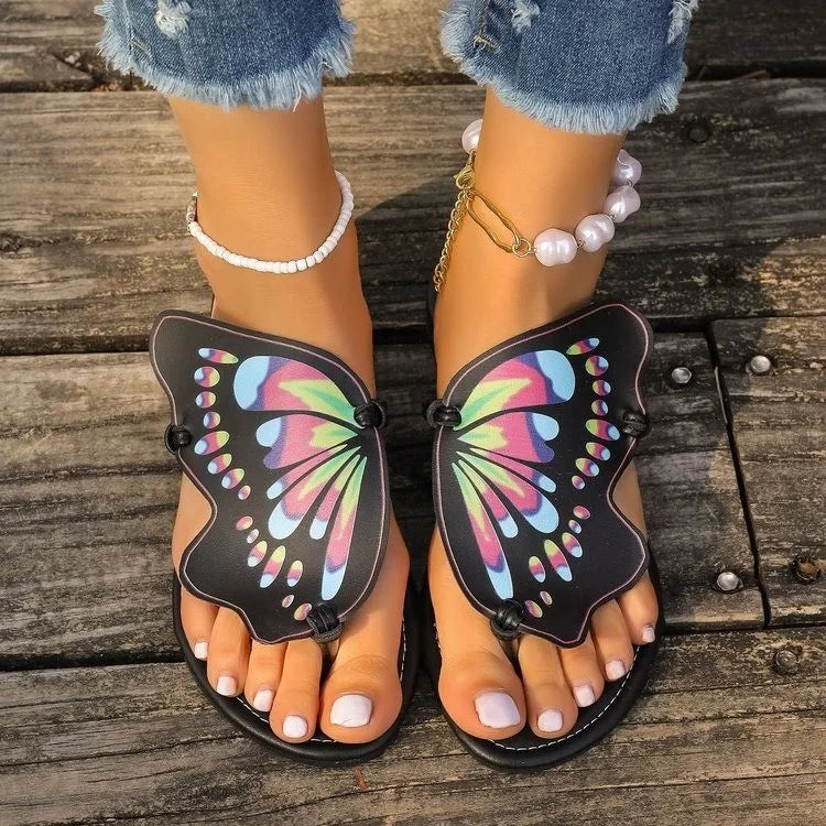 Butterfly Summer Flip Flops Women New Luxury Designer