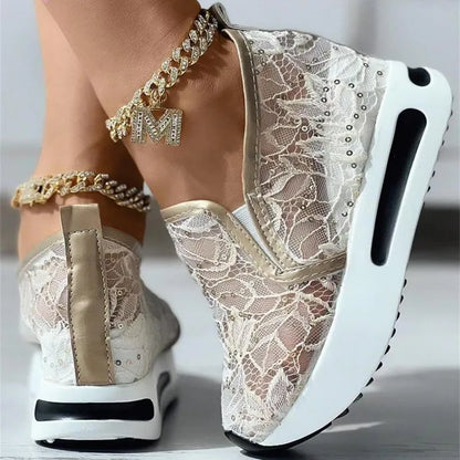 Women's Sneakers Floral Embroidery Mesh Sneakers