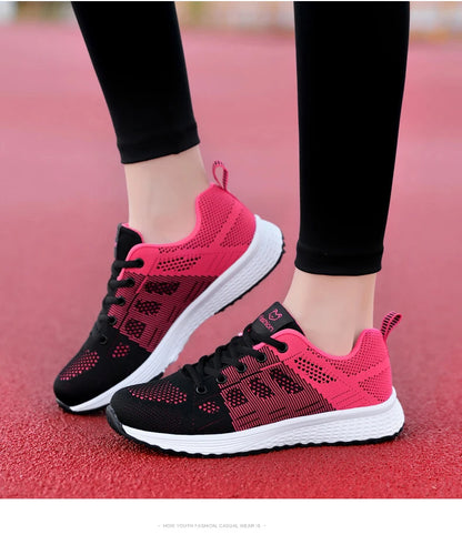 Wedges Shoes for Women Sneakers Mesh Breathable Casual Female Shoes Flat Light Lace-Up