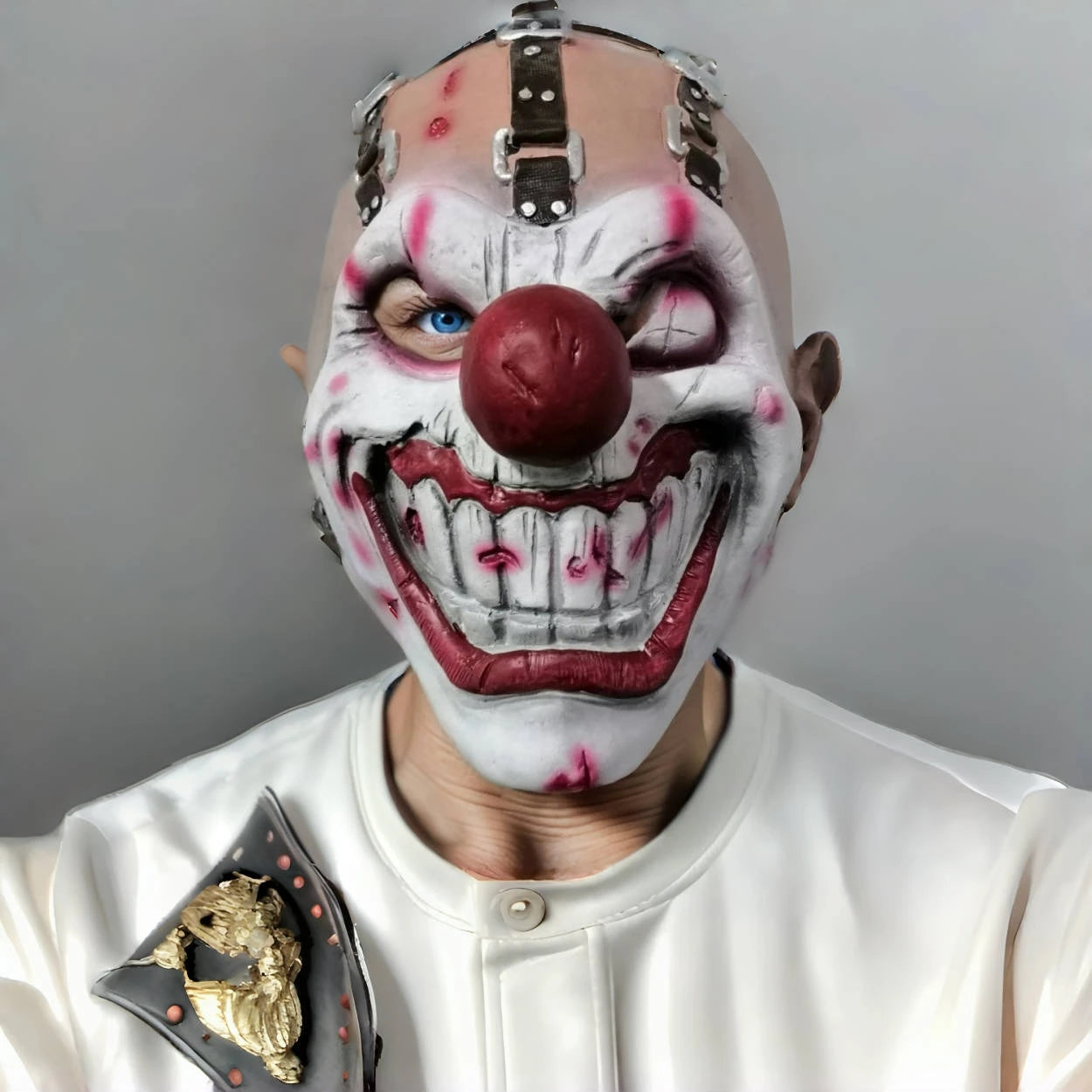 Evil One-eyed Clown Mask Halloween Horror Fancy Dress Party Twisted Killer Clown Mask Movie Cosplay Joker Latex Masks Headgear