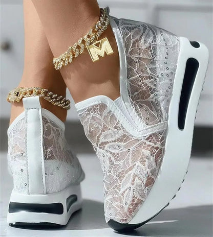 Women's Sneakers Floral Embroidery Mesh Sneakers