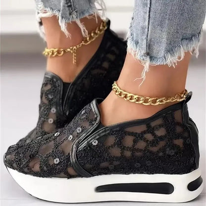 Women's Sneakers Floral Embroidery Mesh Sneakers