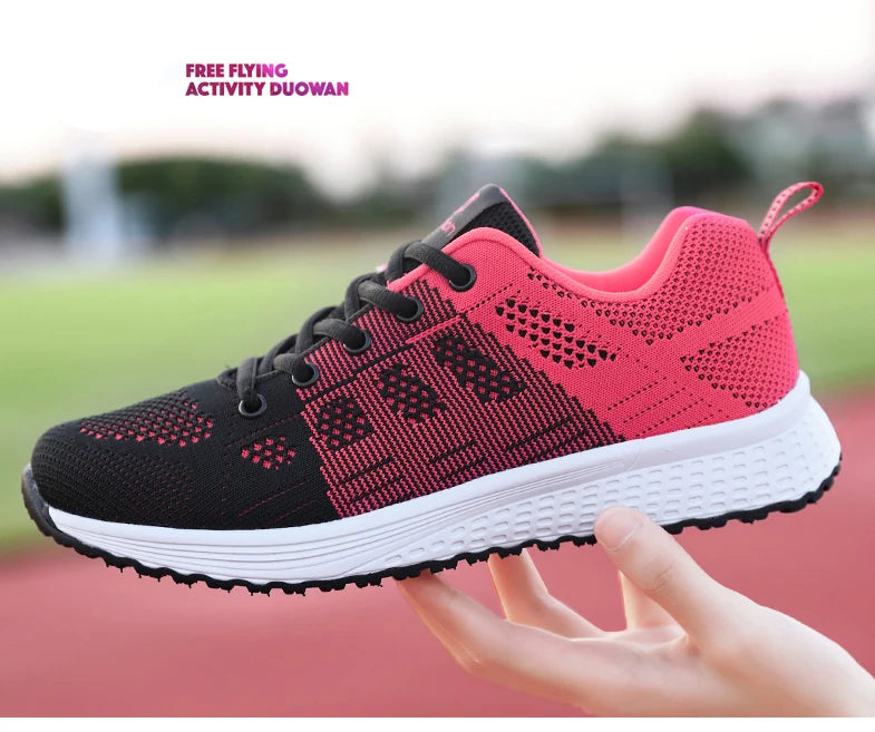 Wedges Shoes for Women Sneakers Mesh Breathable Casual Female Shoes Flat Light Lace-Up