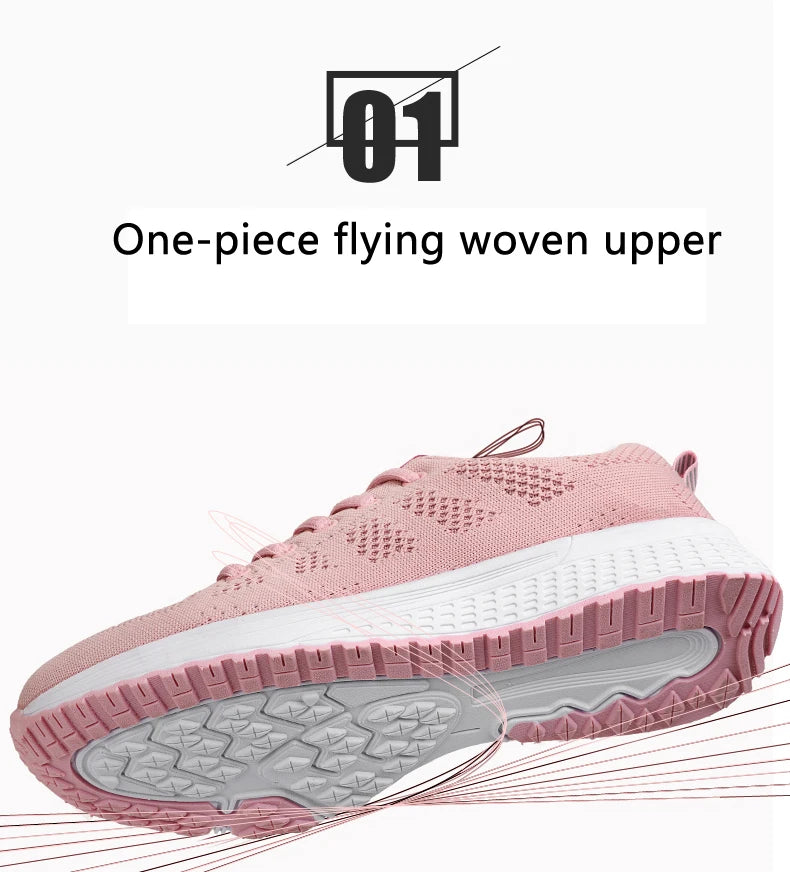 Wedges Shoes for Women Sneakers Mesh Breathable Casual Female Shoes Flat Light Lace-Up