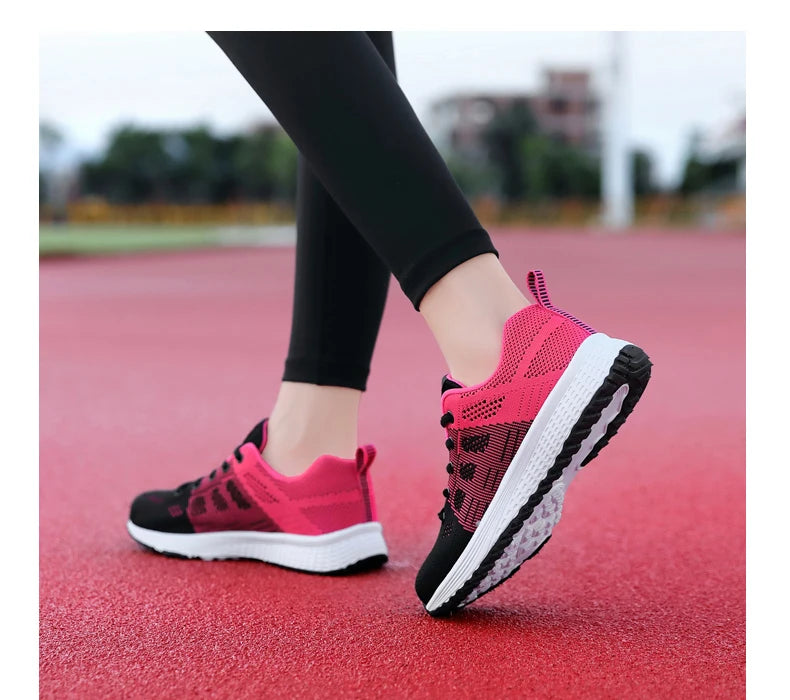 Wedges Shoes for Women Sneakers Mesh Breathable Casual Female Shoes Flat Light Lace-Up