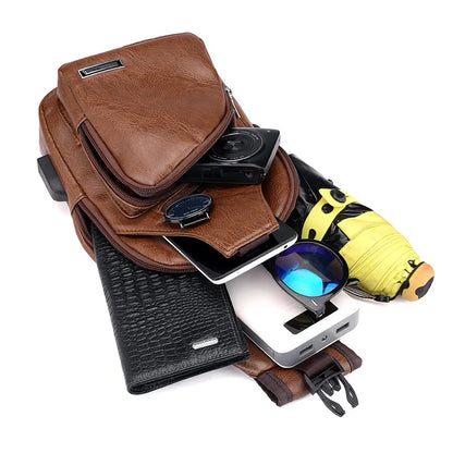 Portable Travel Men's Crossbody Bags Waterproof USB