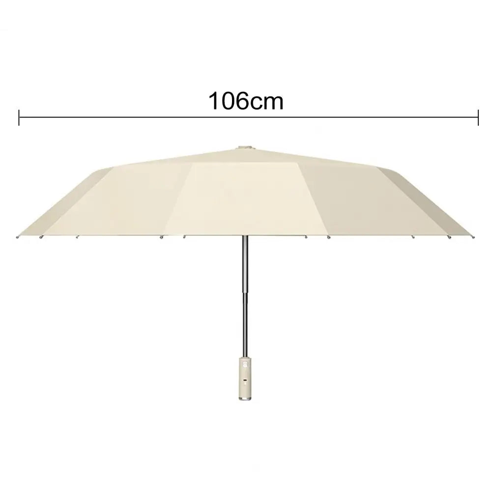 Sun Protection Umbrella with Fan 3 Levels Adjustable USB Rechargeable UV Blocking Umbrella Foldable Automatic Sun Rain Umbrella