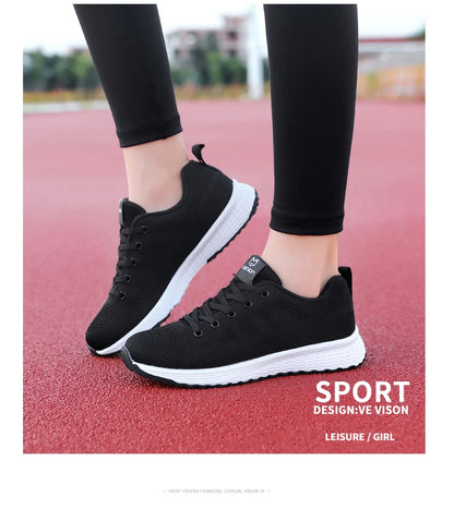 Wedges Shoes for Women Sneakers Mesh Breathable Casual Female Shoes Flat Light Lace-Up