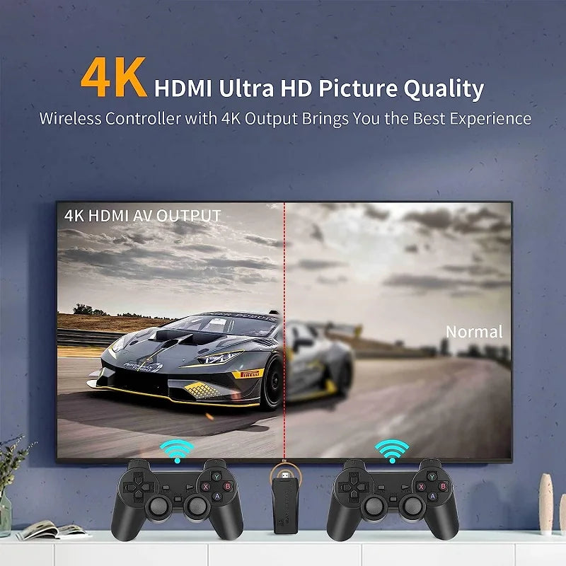 Retro Video Games Console 4K HDMI Output for TV Game Stick with 10000+ Games 9 Emulators Dual Controllers Gaming Consoles