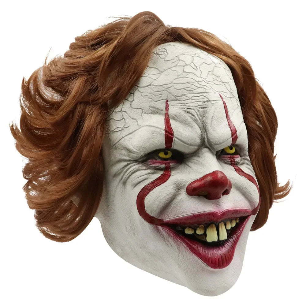 Halloween Enge Clown Masker Maskerade Party Cosplay Prop Pennywise Horror Bruin Haar Clown Masker Verkleedspullen