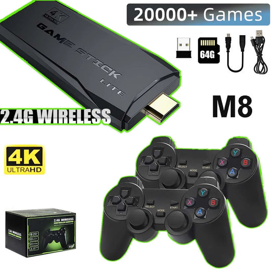 Retro Video Games Console 4K HDMI Output for TV Game Stick with 10000+ Games 9 Emulators Dual Controllers Gaming Consoles