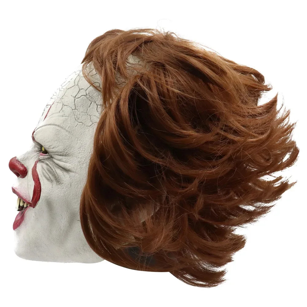 Halloween Enge Clown Masker Maskerade Party Cosplay Prop Pennywise Horror Bruin Haar Clown Masker Verkleedspullen