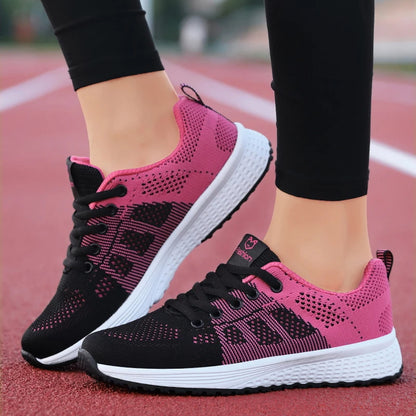 Wedges Shoes for Women Sneakers Mesh Breathable Casual Female Shoes Flat Light Lace-Up