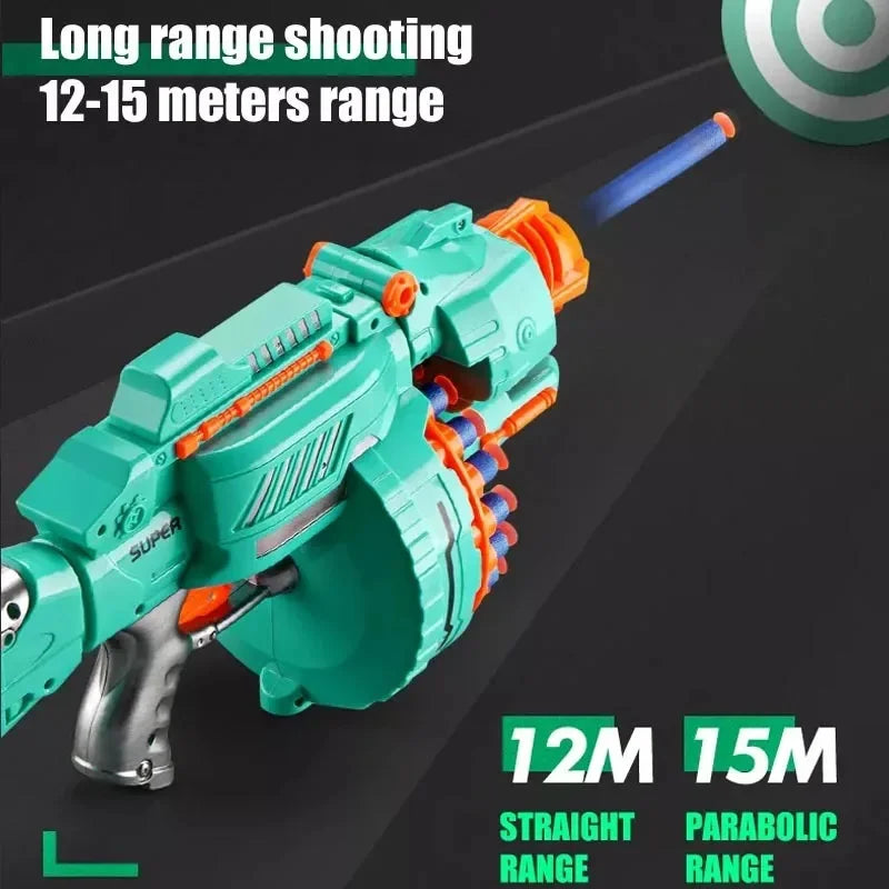 Nerfs Gun Toy Children's Electric Continuous Shooting Gatling Suction Cup Soft Bullet BB Gun Juguetes For Kids Gift