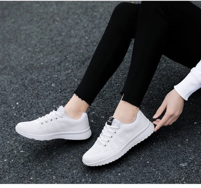 Wedges Shoes for Women Sneakers Mesh Breathable Casual Female Shoes Flat Light Lace-Up