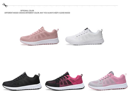 Wedges Shoes for Women Sneakers Mesh Breathable Casual Female Shoes Flat Light Lace-Up