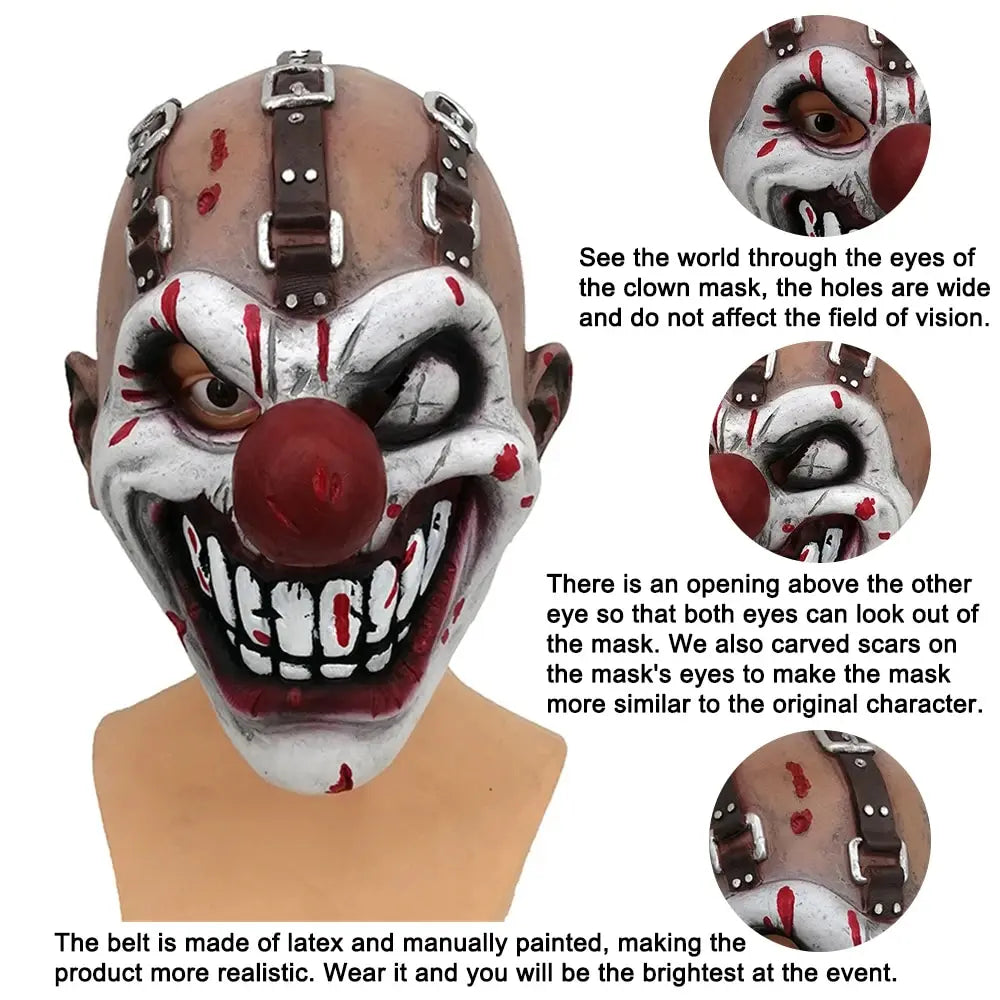 Evil One-eyed Clown Mask Halloween Horror Fancy Dress Party Twisted Killer Clown Mask Movie Cosplay Joker Latex Masks Headgear