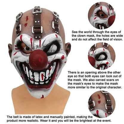 Evil One-eyed Clown Mask Halloween Horror Fancy Dress Party Twisted Killer Clown Mask Movie Cosplay Joker Latex Masks Headgear