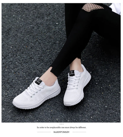 Wedges Shoes for Women Sneakers Mesh Breathable Casual Female Shoes Flat Light Lace-Up