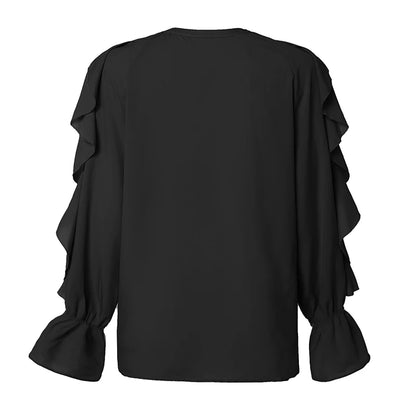 Celmia Casual Women Ruffled Blouses Fashion 2023 Summer Tops Sexy V neck Long Sleeve Shirt Elegant Buttons Sweet Party Blusas