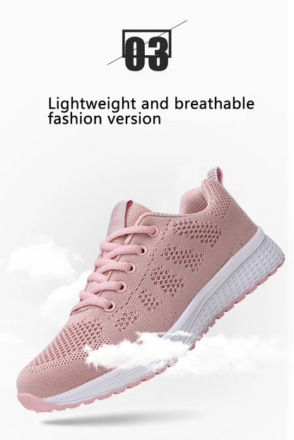 Wedges Shoes for Women Sneakers Mesh Breathable Casual Female Shoes Flat Light Lace-Up